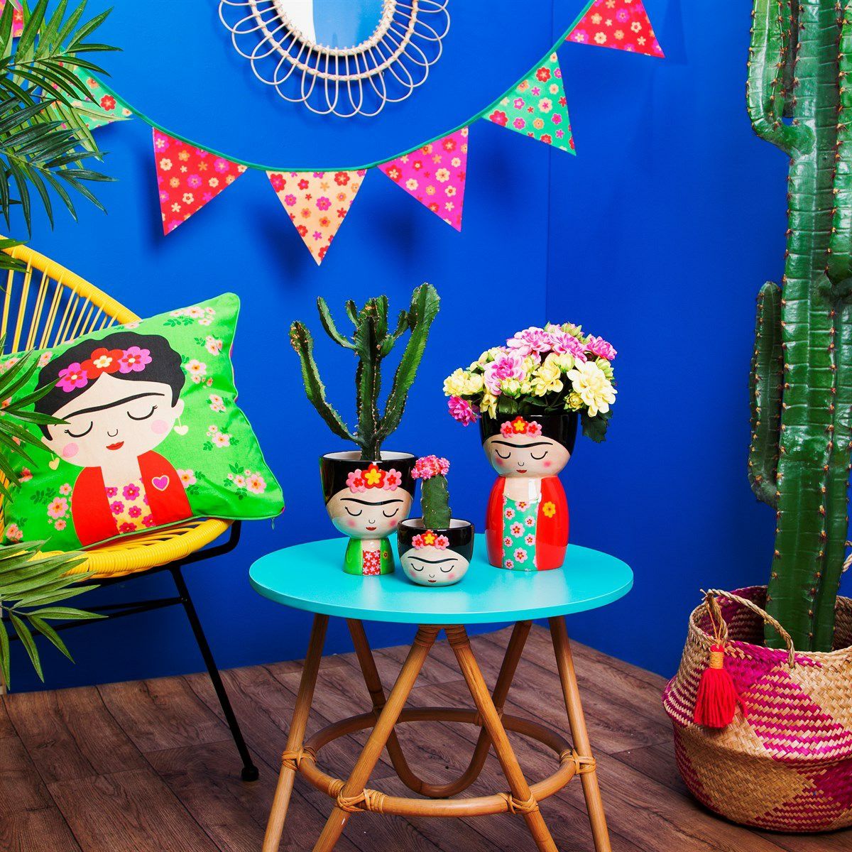 Mini Frida Kahlo Blumentopf farbig www.kleinedingeladen.de Geschenke