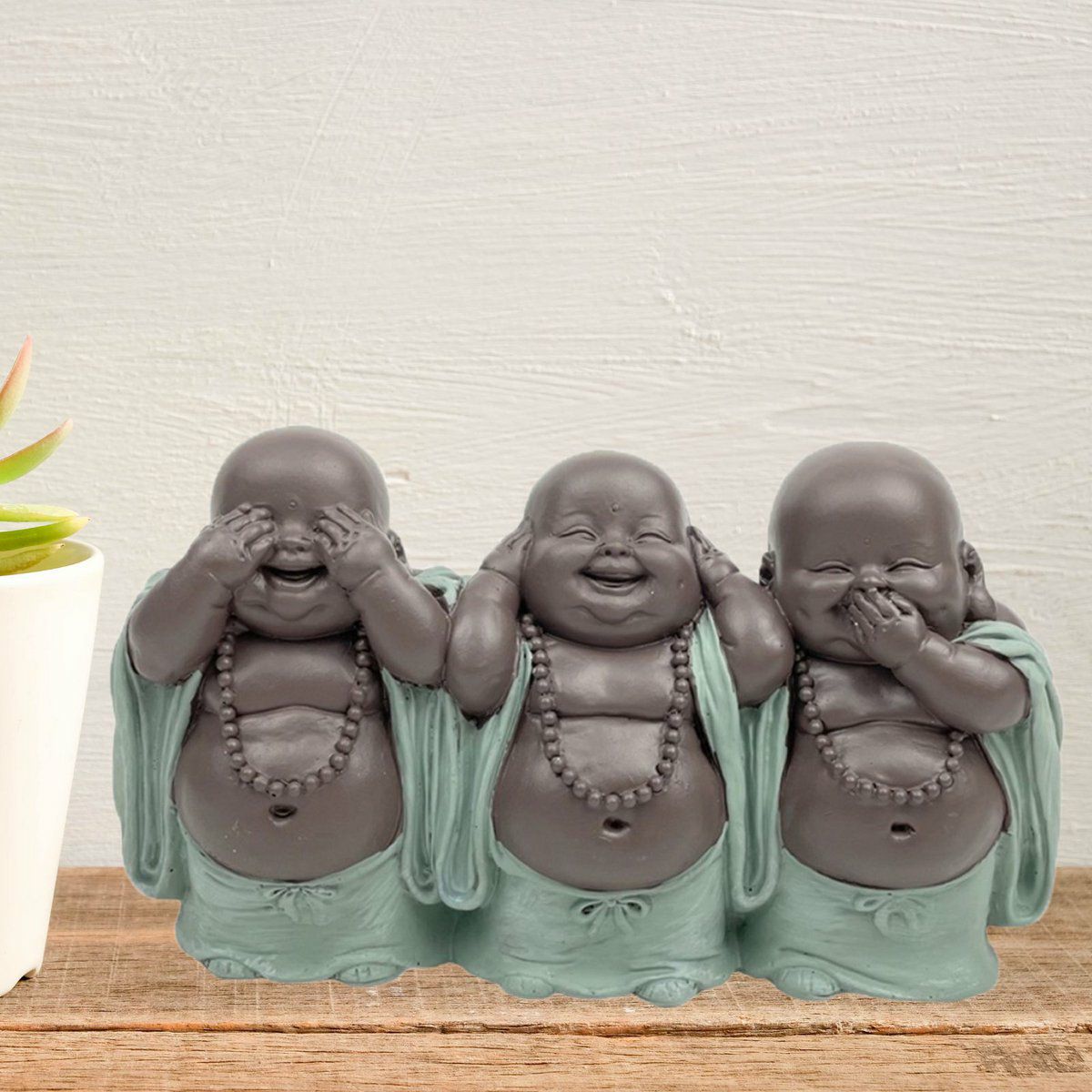 3 Buddhas lachend