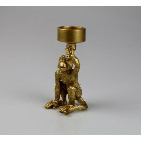 Teelichthalter Affe gold