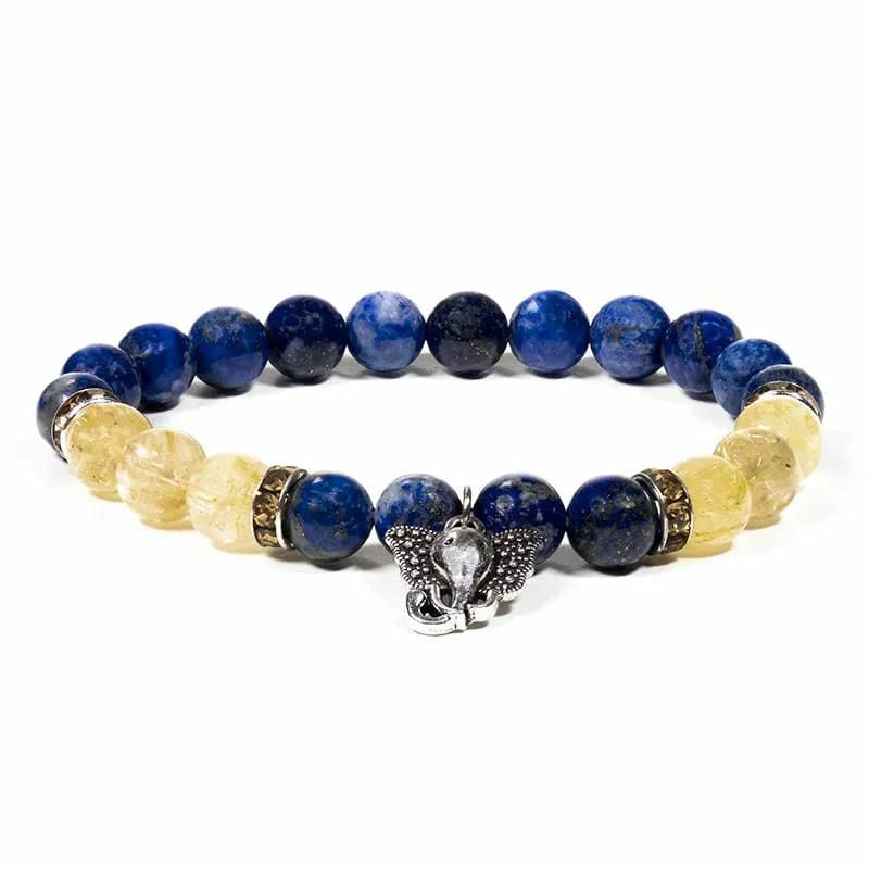 Ganesha-Armband  Lapislazuli/Rutilquarz