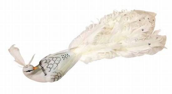 Baumschmuck Pfau mit Federn weiß