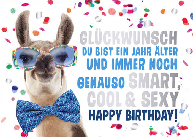 Geburtstagskarte mit Lama