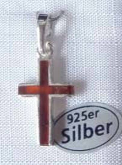 Anhänger Bernsteinkreuz auf Silber