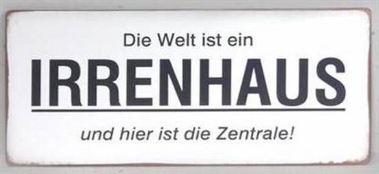 Blechschild Die Welt ist ein Irrenhaus