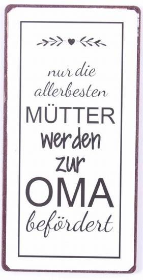 Blechschild-Magnet Zur Oma befördert
