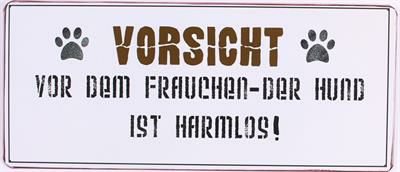 Blechschild-Magnet Vorsicht vor dem Frauchen