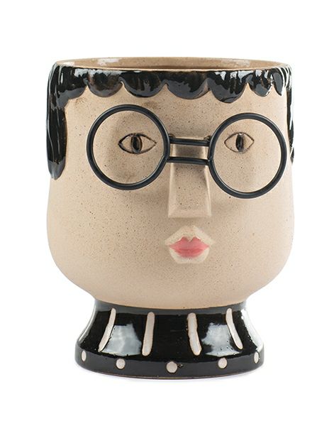Blumentopf Lady mit Brille 18 cm