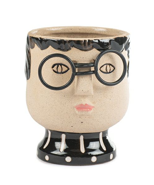 Blumentopf Lady mit Brille klein