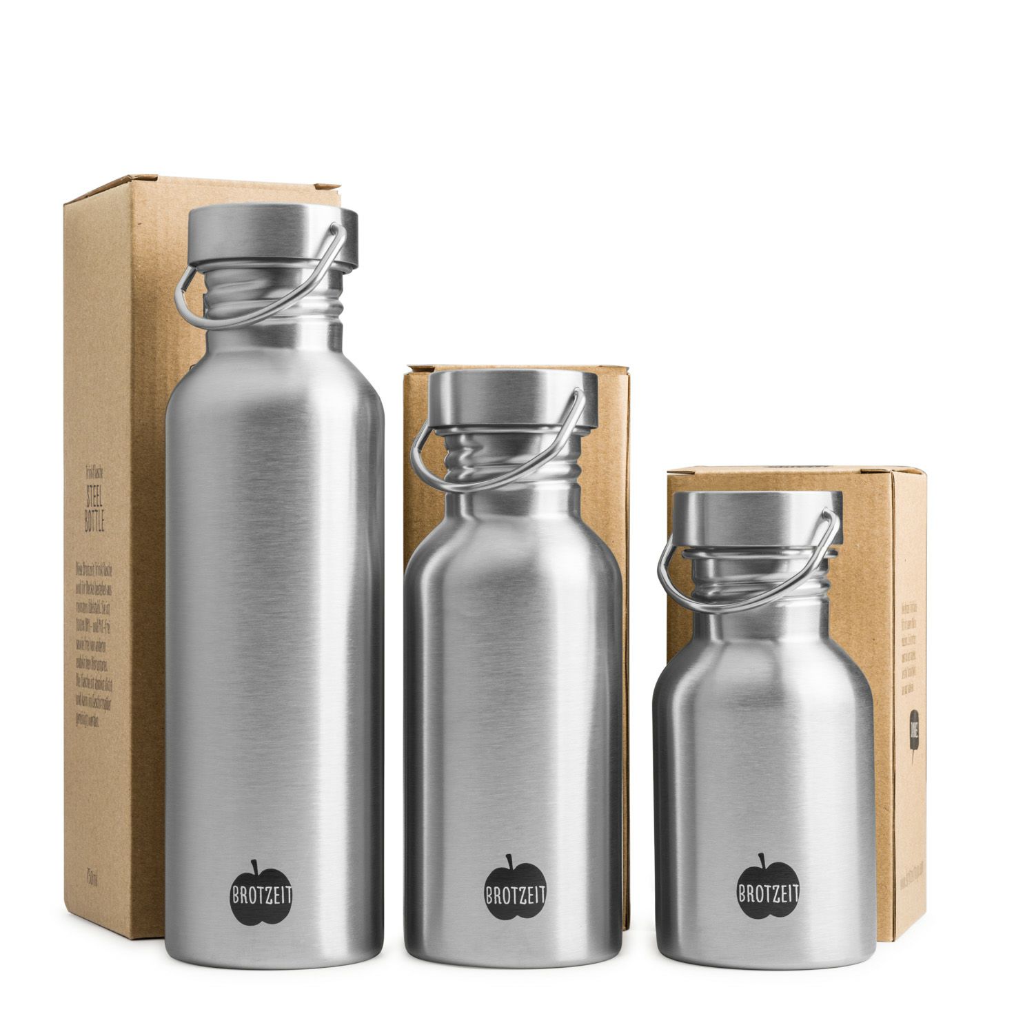 Brotzeit Edelstahl Trinkflasche  750ml, Höhe 25cm