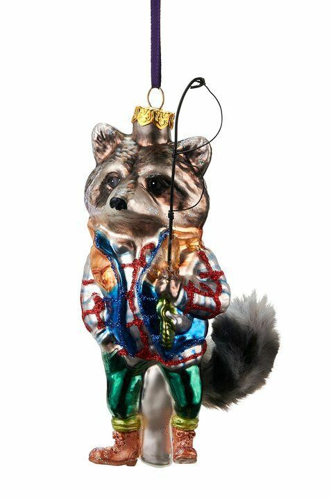 Glashänger Waschbär mit Angel