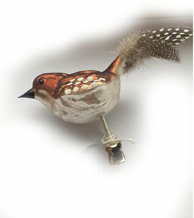 Christbaumschmuck Dicker Vogel braun/creme