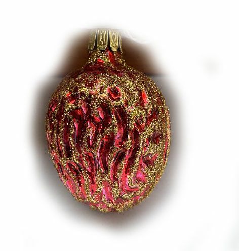 Christbaumschmuck Nuss rot mit gold