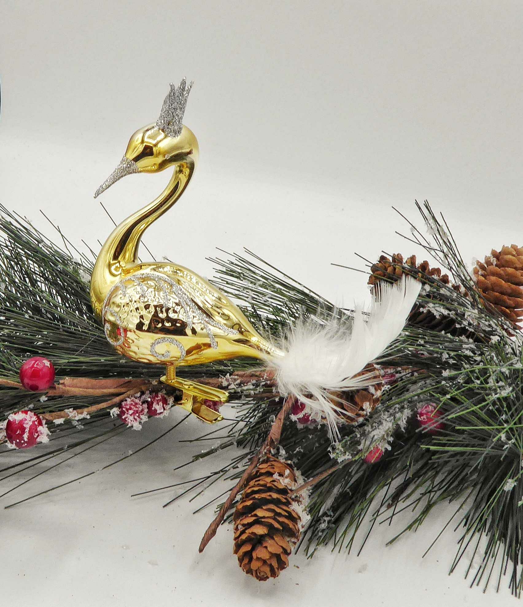 Christbaumschmuck Schwan gold