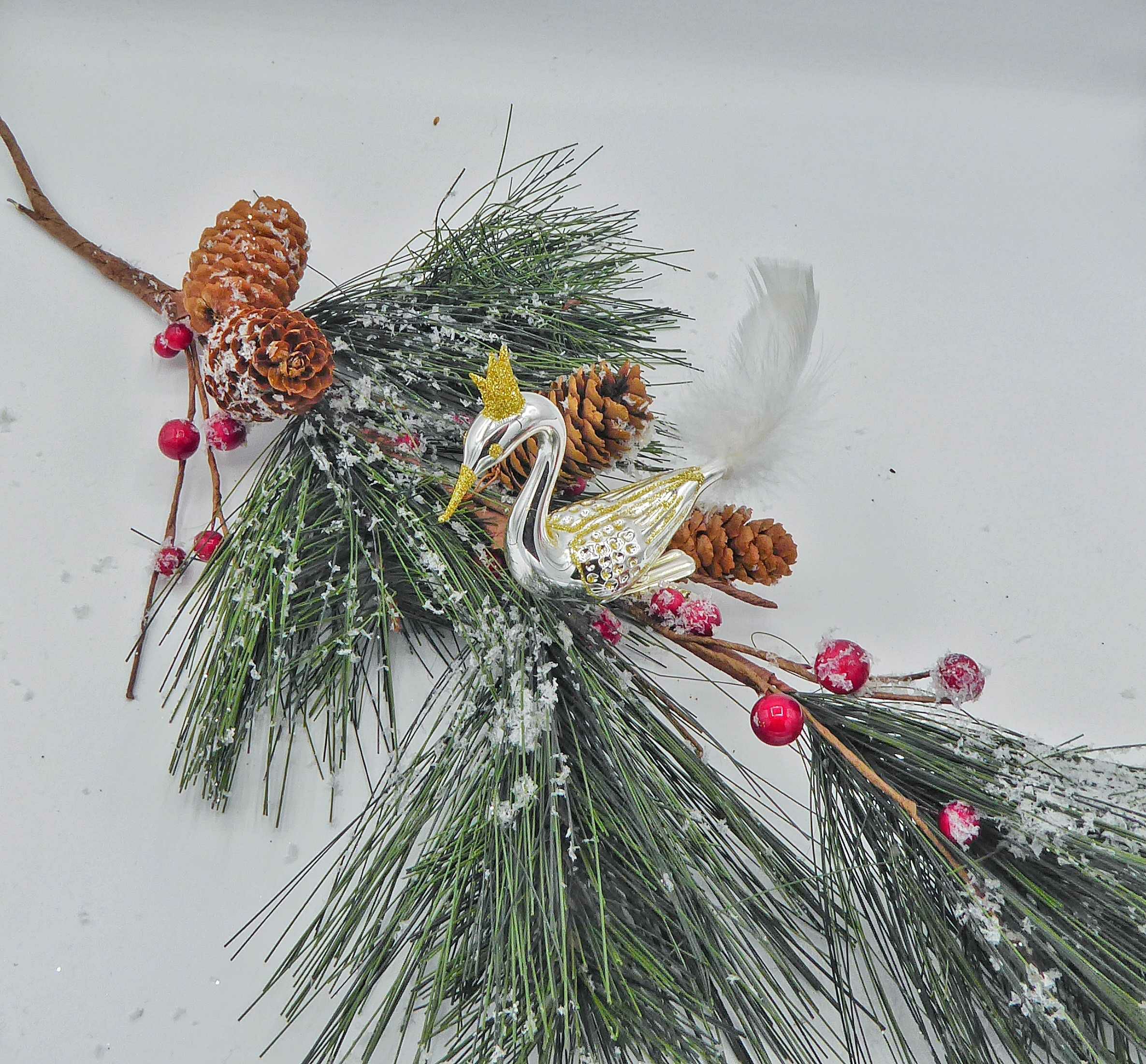 Christbaumschmuck Schwan silberfarben