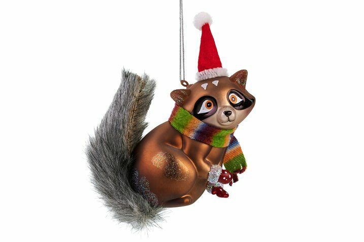 Hänger Waschbär mit Weihnachtsmütze