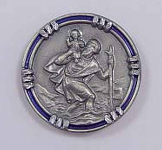 Christophorus Autoplakette blauer Rand