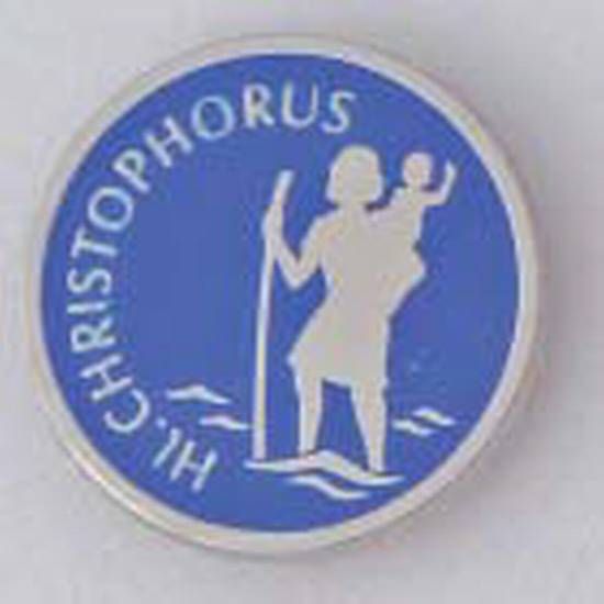 Christophorus Autoplakette blau emailliert