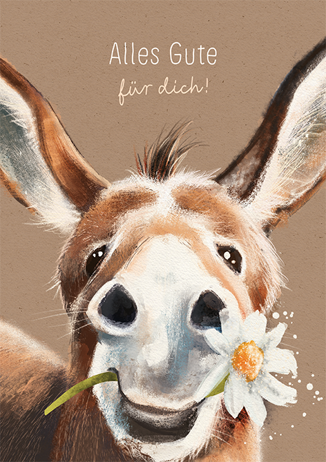 Doppelkarte Esel Alles Gute