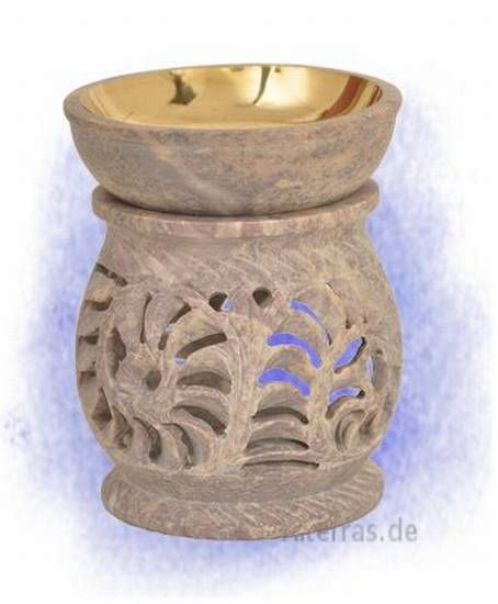 Duftlampe Florales Relief mit Messingeinlage