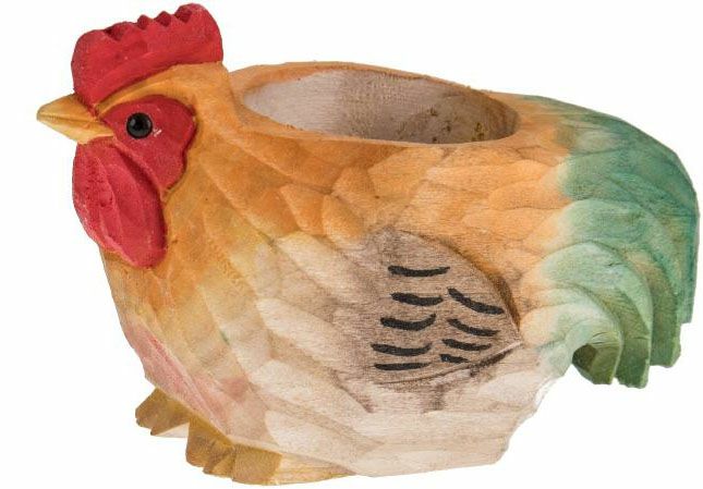 Hahn Eierbecher handgeschnitzt
