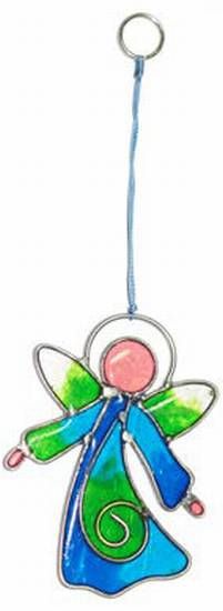 Suncatcher Engel blau/grün klein