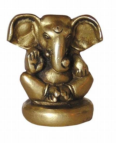 Ganesha sitzend, Messing, ca. 6 cm
