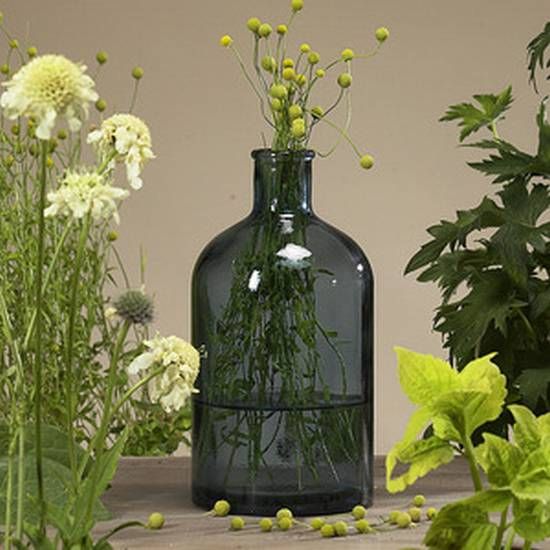 Glasflasche Retro, graublau