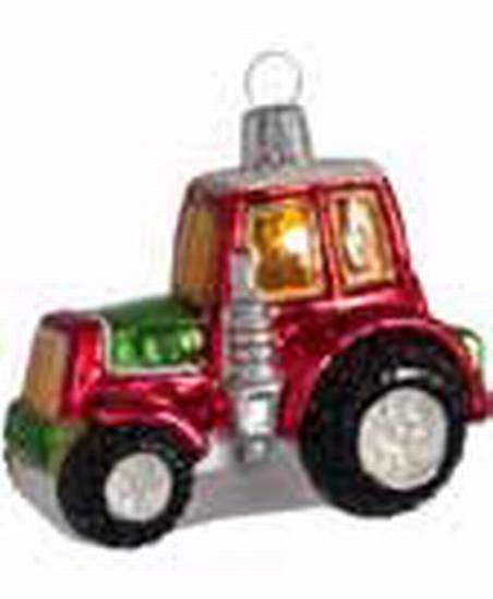 Glasschmuck Traktor rot