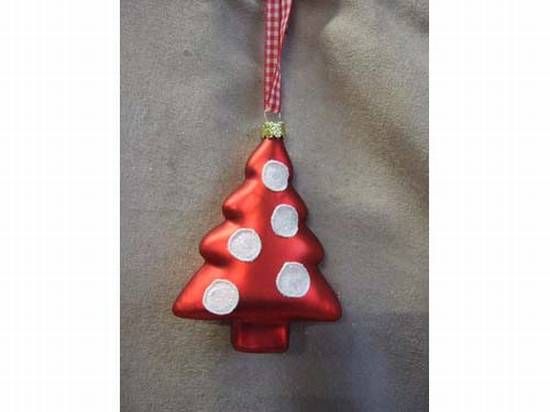 Baumschmuck Tanne rot mit weißen Punkten 3-er Set