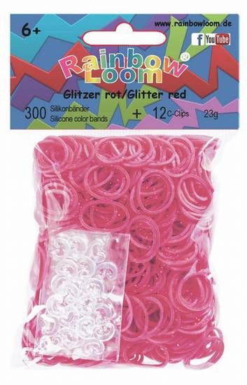 Rainbow Loom Silikonbänder Glitzer Rot