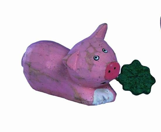 Holz-Glücksschwein mit Kleeblatt