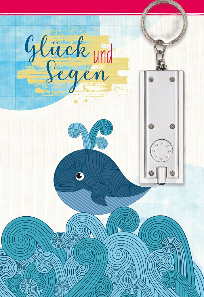 Glückwunschkarte mit Taschenlampe Wal
