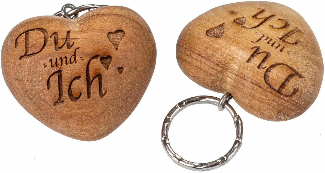 Holzherz Schlüsselanhänger Du und Ich