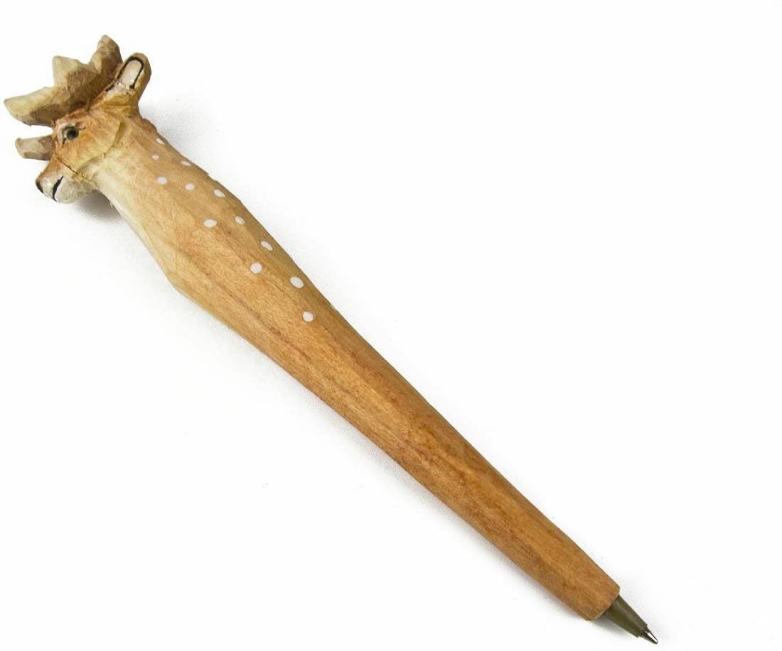 Holzkugelschreiber handgeschnitzt Hirsch 
