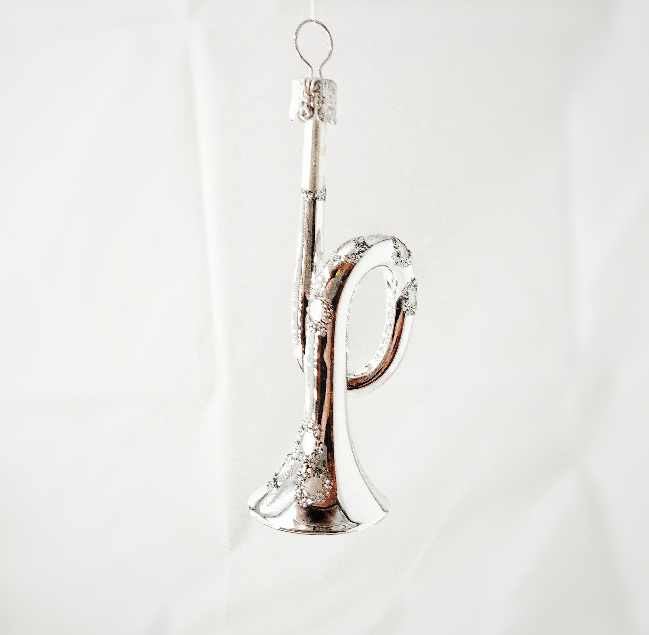 Christbaumschmuck Trompete silber