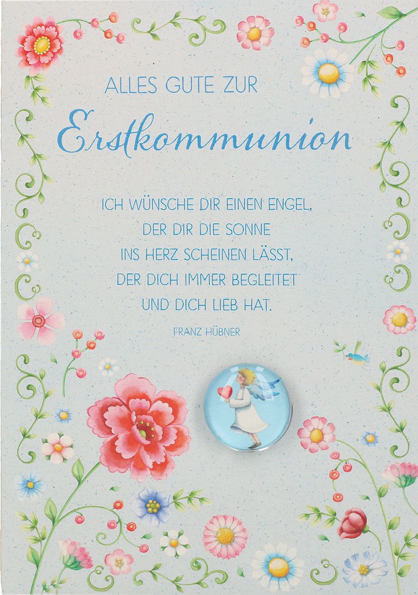 Karte Zur Erstkommunion Engel Mit Glasmagnet - Www.kleinedingeladen.de