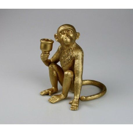 Kerzenhalter Affe goldfarben