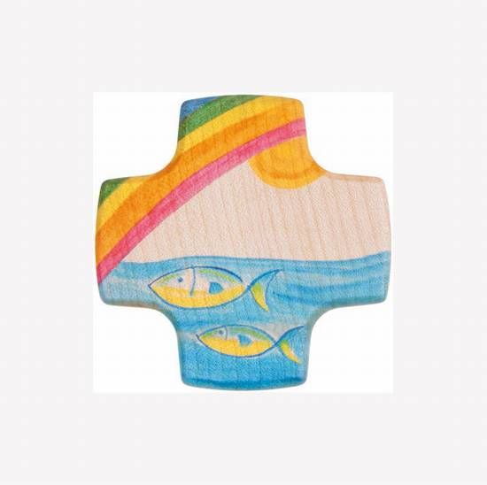 Kinderkreuz Fisch mit Regenbogen