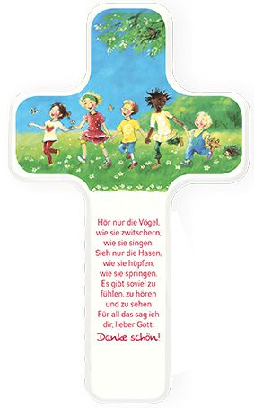 Kinderholzkreuz Dankgebet Hör nur die Vögel