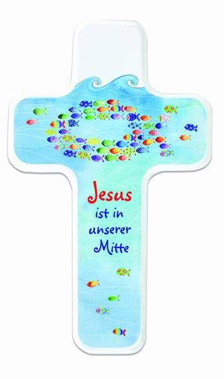 Kinderholzkreuz Jesus ist in unserer Mitte