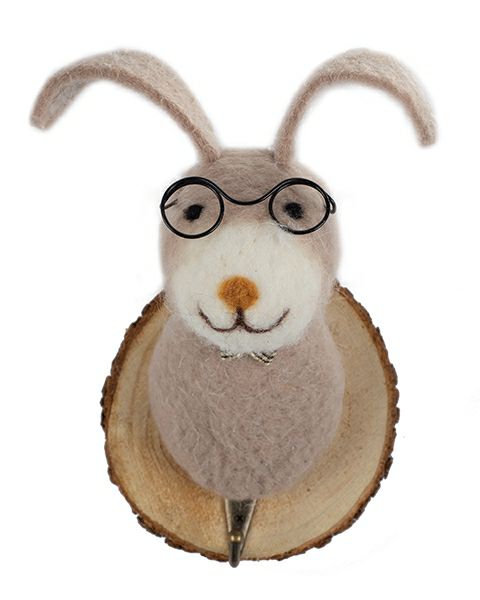 Kleiderhaken Filz Hase mit Brille