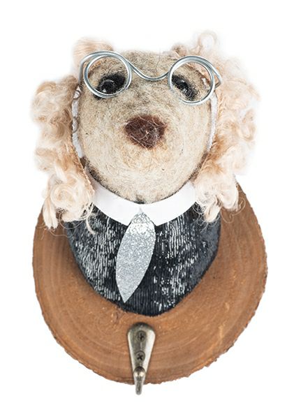 Kleiderhaken Filzkopf Hund mit Frack
