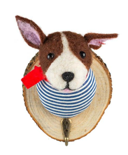 Filz-Kleiderhaken Hund gestreift