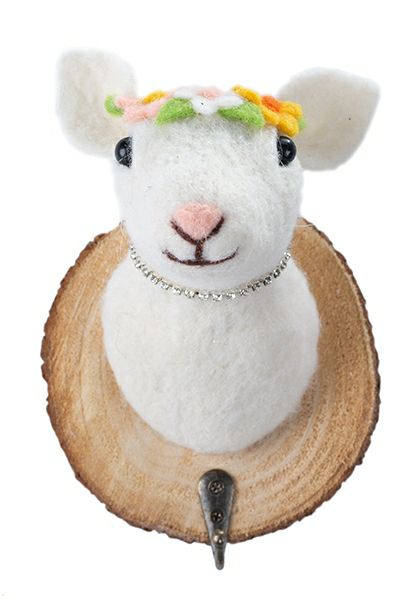 Kleiderhaken Schaf mit Blumen