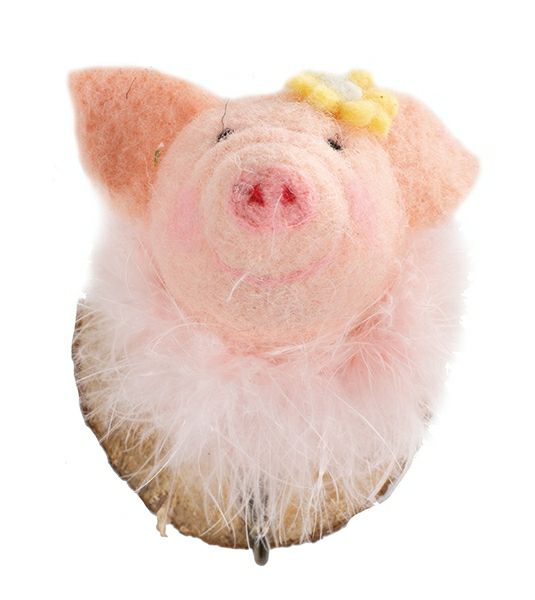 Kleiderhaken Filz-Schweinchen pompös