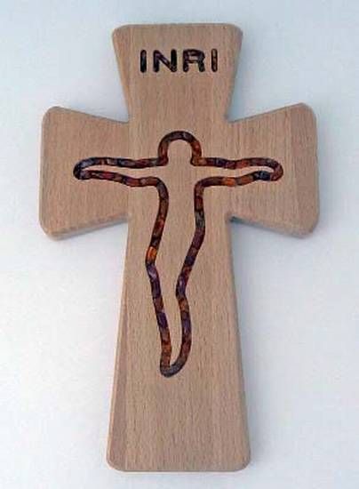 Holzkreuz mit Bernstein