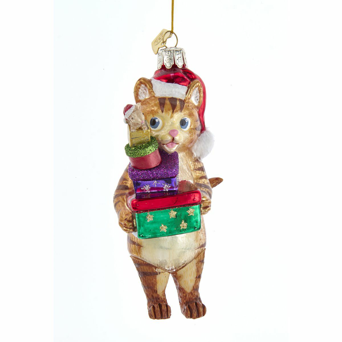 Christbaumschmuck Katze mit Geschenken