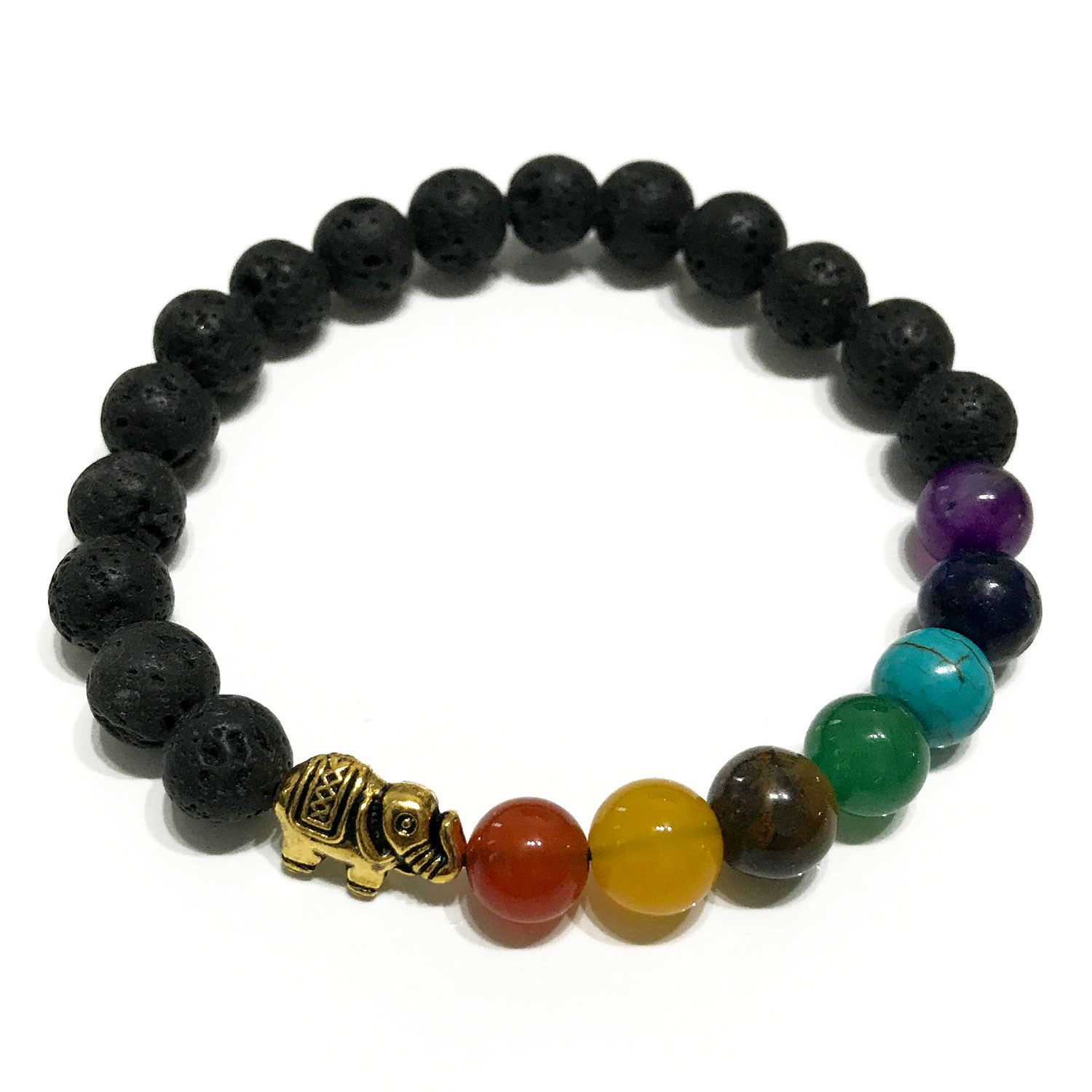 Lava-Elefant-Chakra-Armband