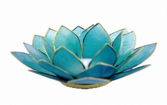 Lotus-Licht aquamarinblau Goldrand