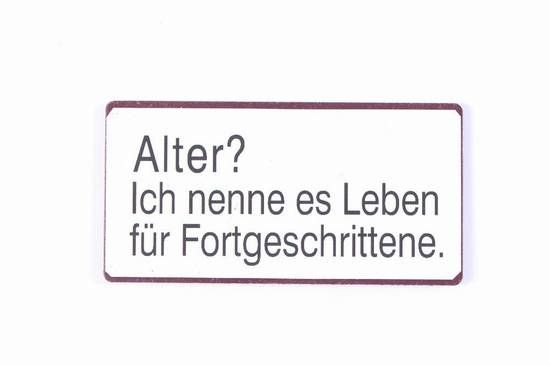 Blechschild-Magnet Alter?